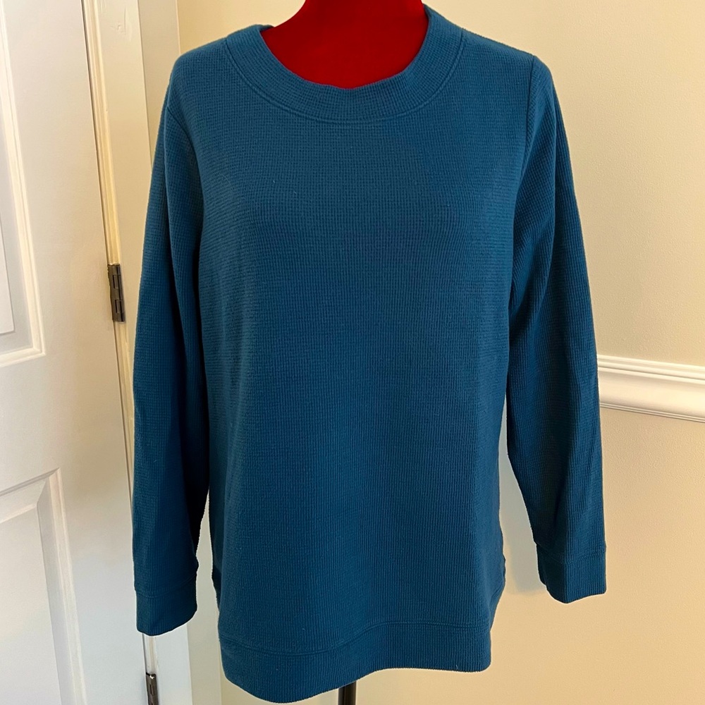 Denim & Co. Comfort Zone brushed waffle knit sweatshirt